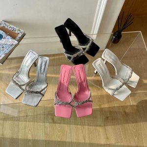 Spring Summer New European American Fashion Rhinestone High Heel Sandals Transparent PVC Fairy Temperament Thin Heel Women Shoes