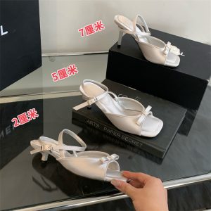French Lady Thin Heel One-Strap Sandals 2024 Summer Butterfly Ankle Strap Open Toe High Heels