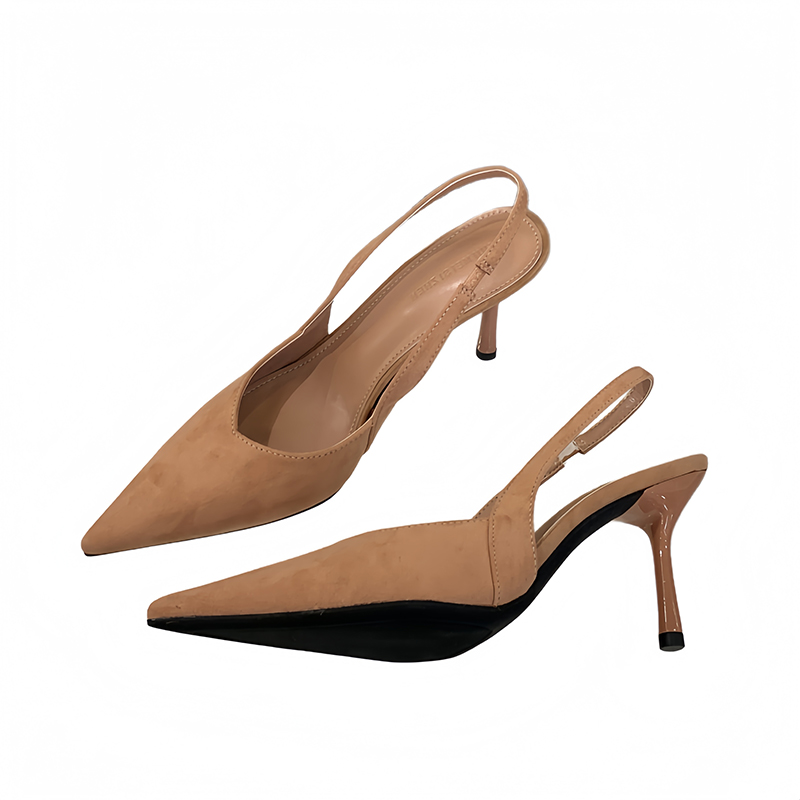 Fairy French Leopard Print High Heel Closed Toe Sandals Backless Shoes 2025 New Spring Summer Pointed Toe Flats - Image 5