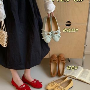 Retro Forest Style Women's Low Top Shoes 2026 Spring New Round Toe Buckle Loafers Soft Leather Flat Shoes
