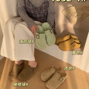 Women's Chunky Platform Mule Sandals 5CM Hidden Heel Retro Closed Toe Slip-On Shoes 2026 Spring New