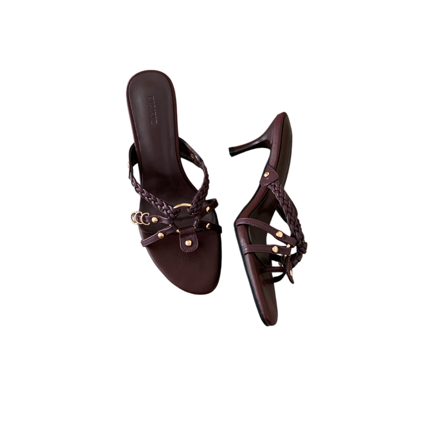 DIAIRIZ 2026 New Open Toe Woven Cross Strap Sandals Women Summer Retro High Heels - Image 5