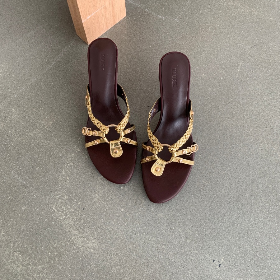 DIAIRIZ 2026 New Open Toe Woven Cross Strap Sandals Women Summer Retro High Heels - Image 4