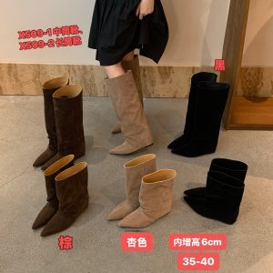 DIAIRIZ Women's Suede Pointed Toe Stacked Heel Ankle Boots 2026 Fall Winter Slim Fit Casual Boots
